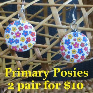 New Pretty Posy Hand Crafted Wood Floral Earrings